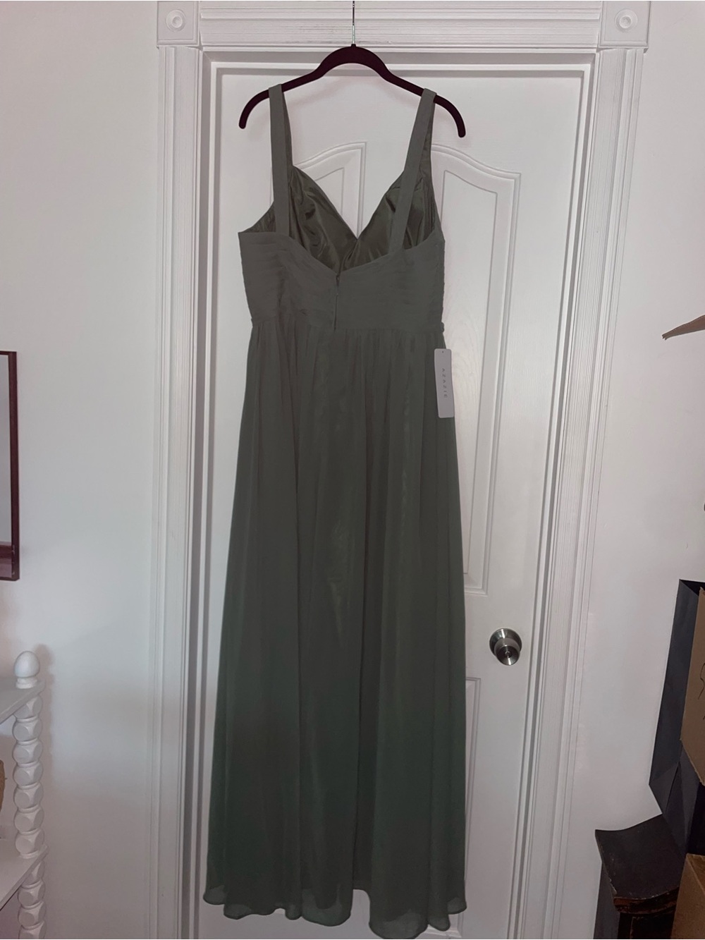 Azazie Chanel Chiffon Dress In Eucalyptus Sz A14 NWT $119 - Picture 11 of 12